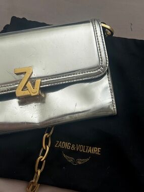 Zadig & Voltaire Silver Metallic ZV Chain Crossbody